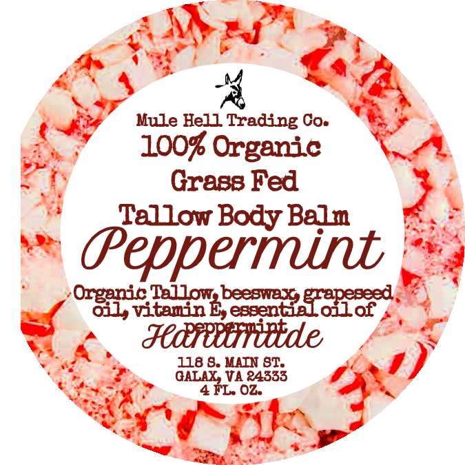 100% Organic, Grass Fed, Peppermint Tallow Body Balm