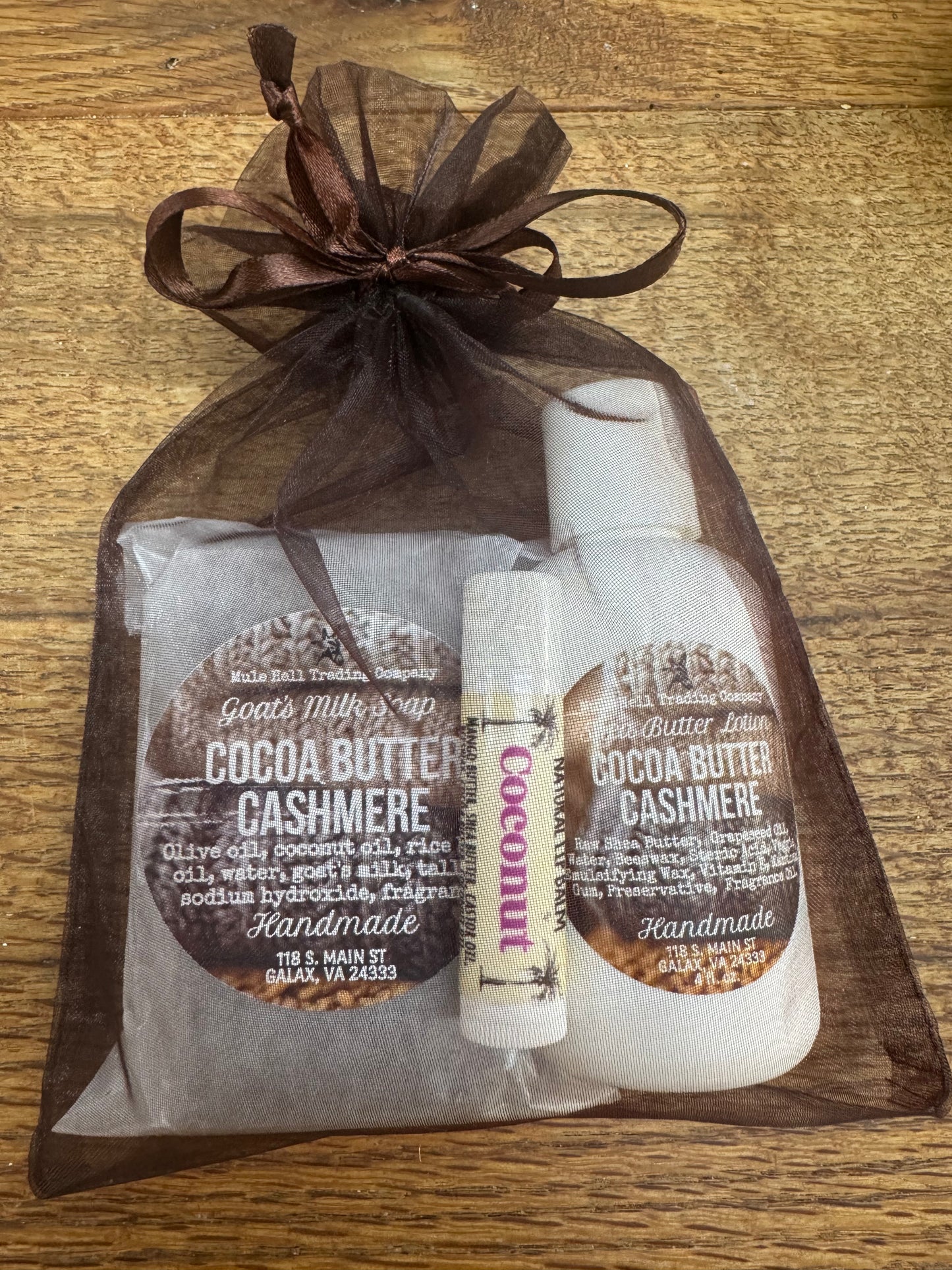 Cocoa Butter Cashmere Soap, Lotion, and Lip Balm Gift Set