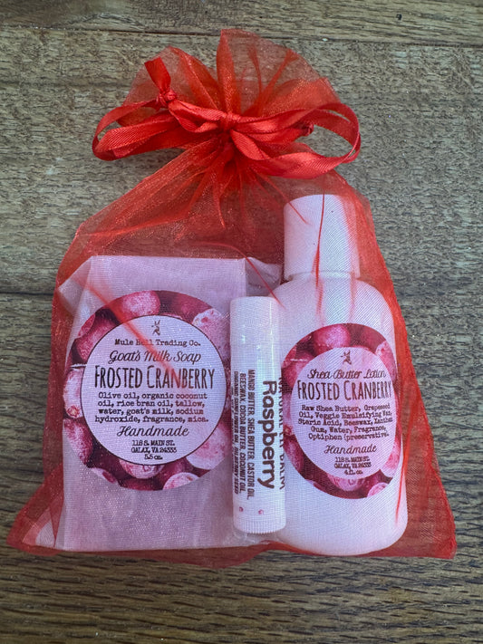Frosted Cranberry Soap, Lotion, and Lip Balm Gift Set