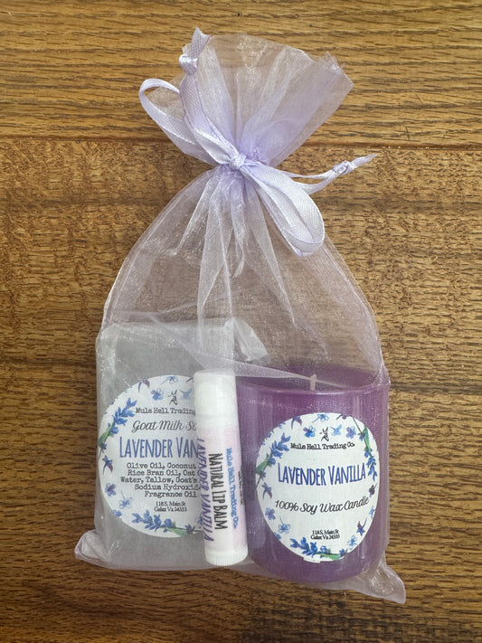 Lavender Vanilla Soap, Candle, and Lip Balm Gift Set
