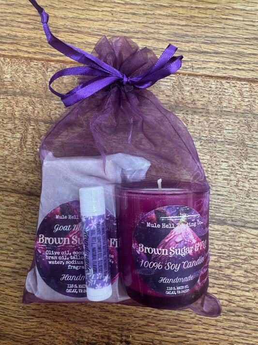 Brown Sugar Fig Soap, Candle, and Lip Balm Gift Set