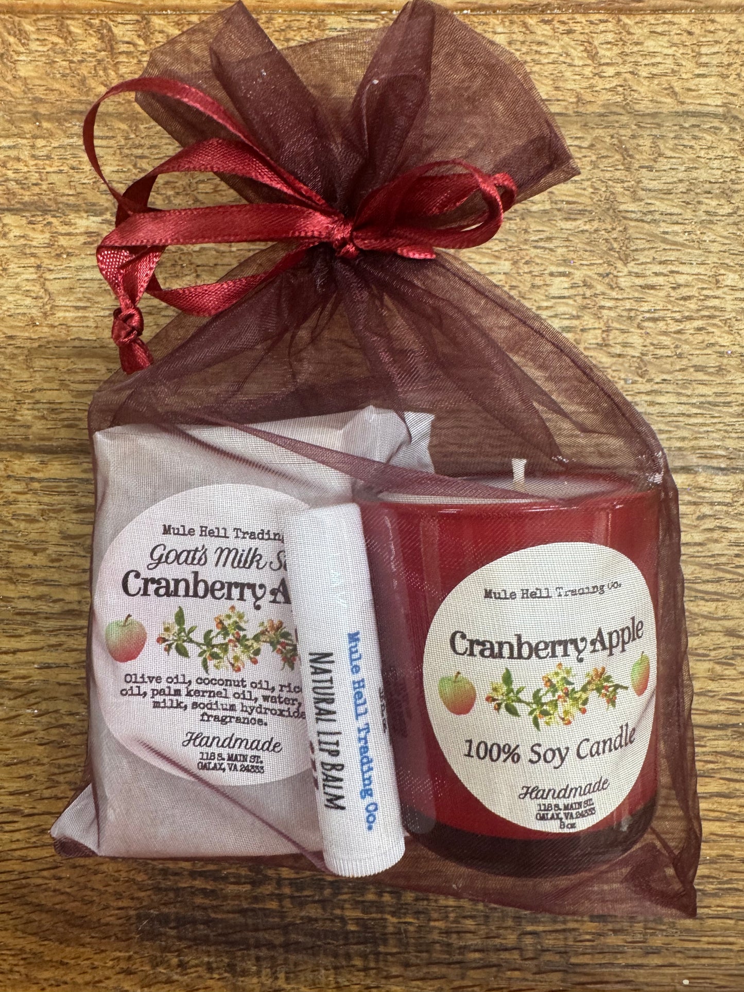 Cranberry Apple Soap, Candle, and Lip Balm Gift Set