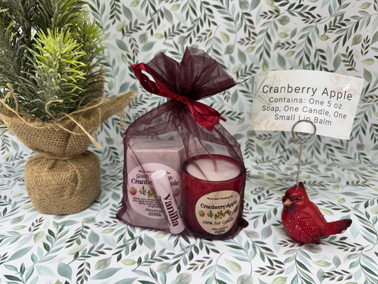 Cranberry Apple Soap, Candle, and Lip Balm Gift Set