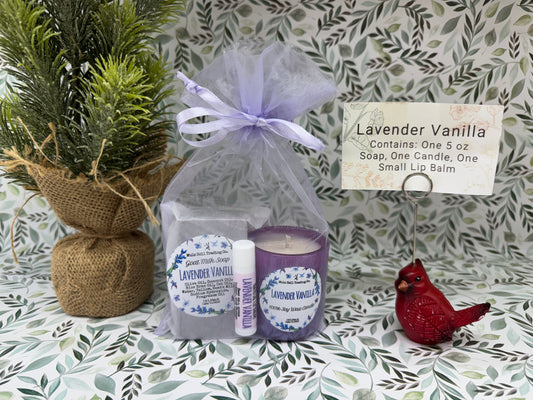 Lavender Vanilla Soap, Candle, and Lip Balm Gift Set