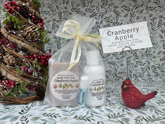 Cranberry Apple Soap, Lotion, and Lip Balm Gift Set