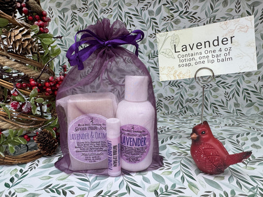 Lavender Soap, Lotion, and Lip Balm Gift Set