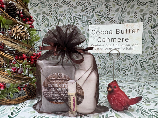 Cocoa Butter Cashmere Soap, Lotion, and Lip Balm Gift Set