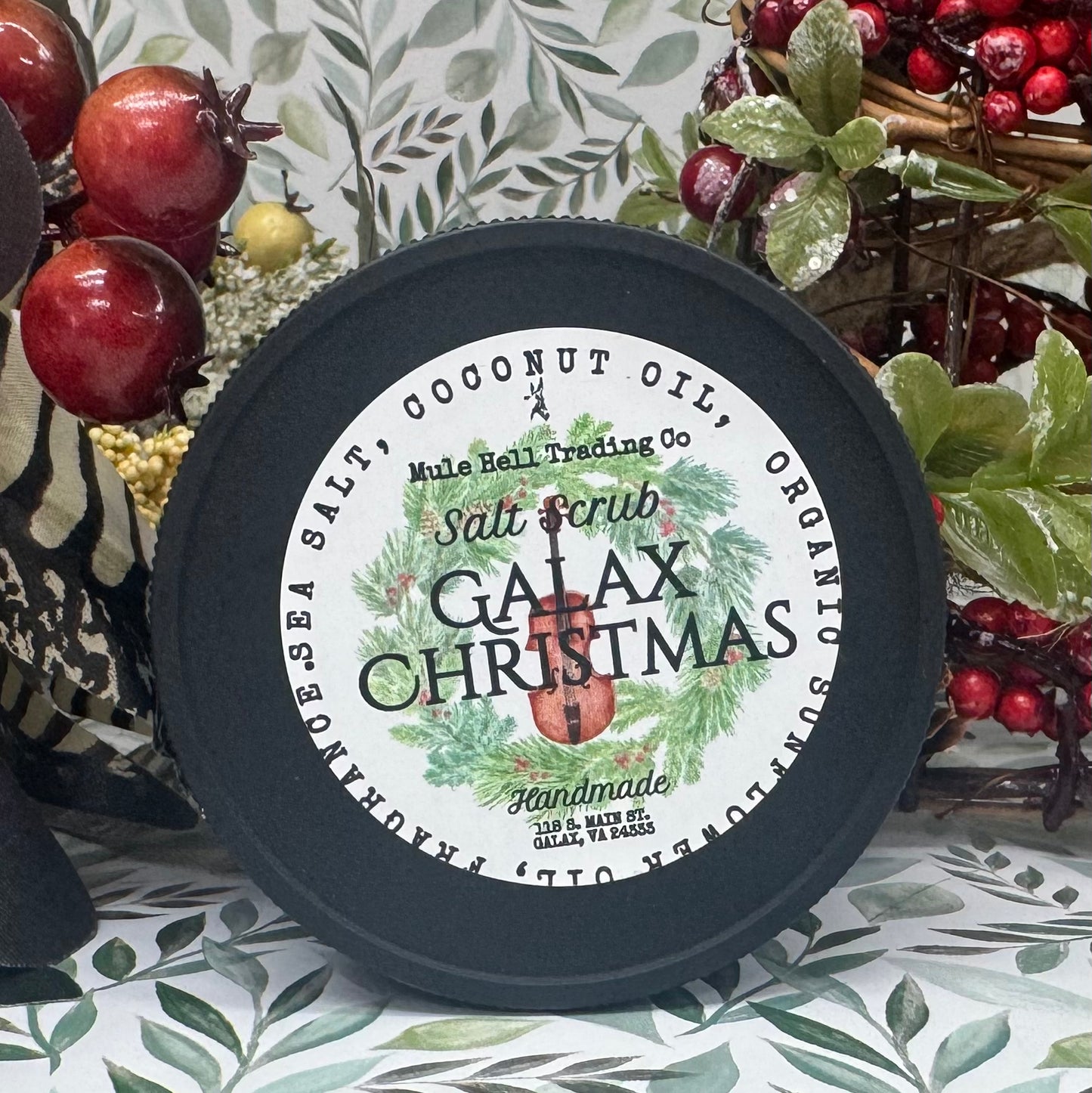Galax Christmas Salt Scrub, Liquid Soap, Lip Balm Set
