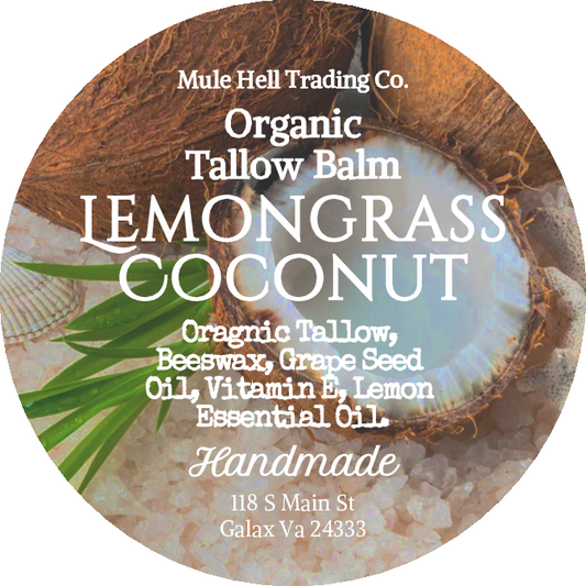 100% Organic, Grass Fed, Lemongrass Coconut Tallow Body Balm