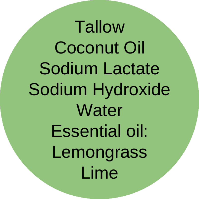 Lemongrass Lime Tallow Soap bar 5.5 oz