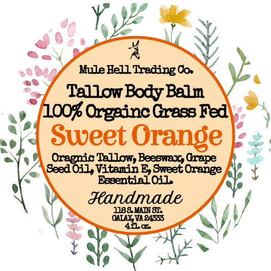 100% Organic, Grass Fed, Sweet Orange Tallow Body Balm