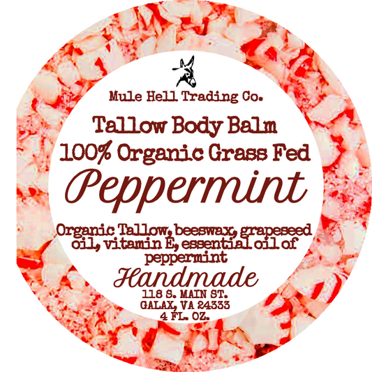 100% Organic, Grass Fed, Peppermint Tallow Body Balm